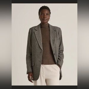 Quince Italian Wool Oversized Blazer in Textured Brown NWT Size Small